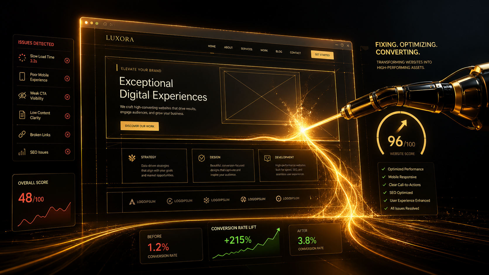 Marketing website with clear layout, fast load, and strong mobile experience